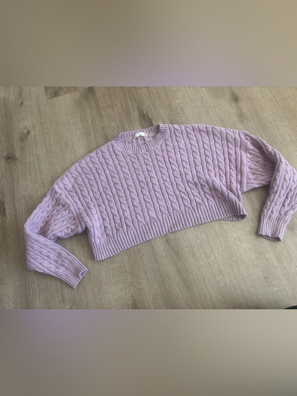 Small Altar’d State lavender cable knit cropped sweater